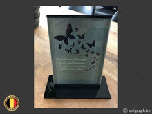 Load image into Gallery viewer, Herdenkingsplaat in glas + voetje